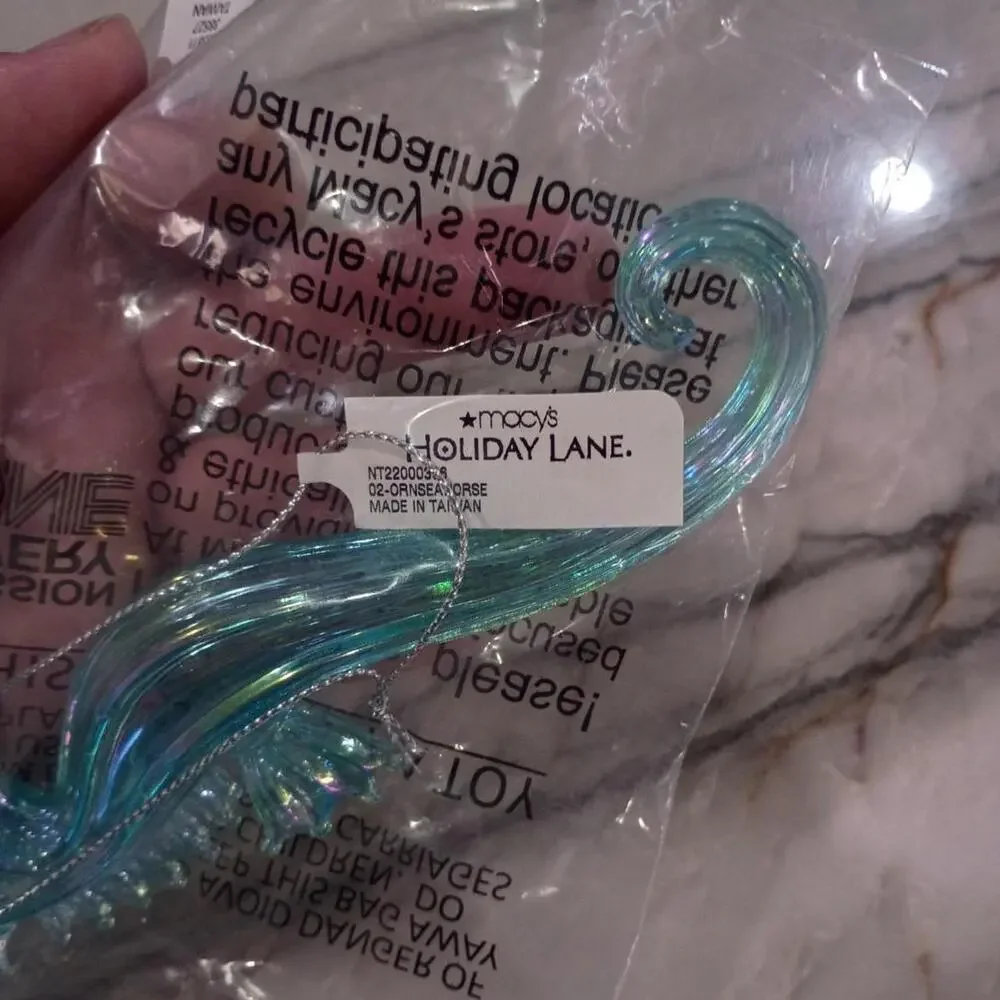 Seahorse Ornament Decorations in Blue - Set of 7 NWT